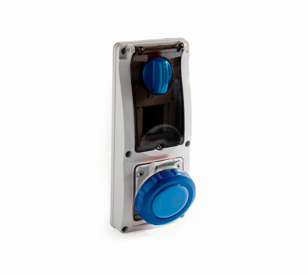 Serie 16 – Prese interbloccate da incasso con barra DIN, 16A, 32A -IP67